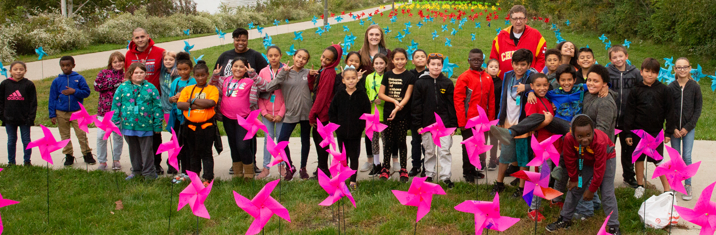 Carver Elementary School Students With Pinwheels